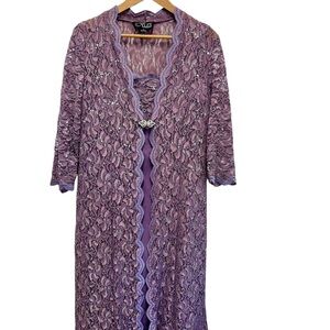 Alex Evenings Purple Dress & Lace Duster Coat 2-Piece Set Wedding Clothing 10